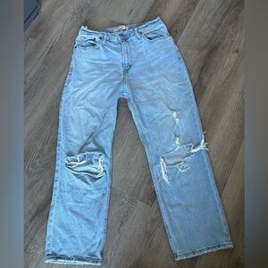 Abercrombie & Fitch Women's Light Blue Cropped Jeans